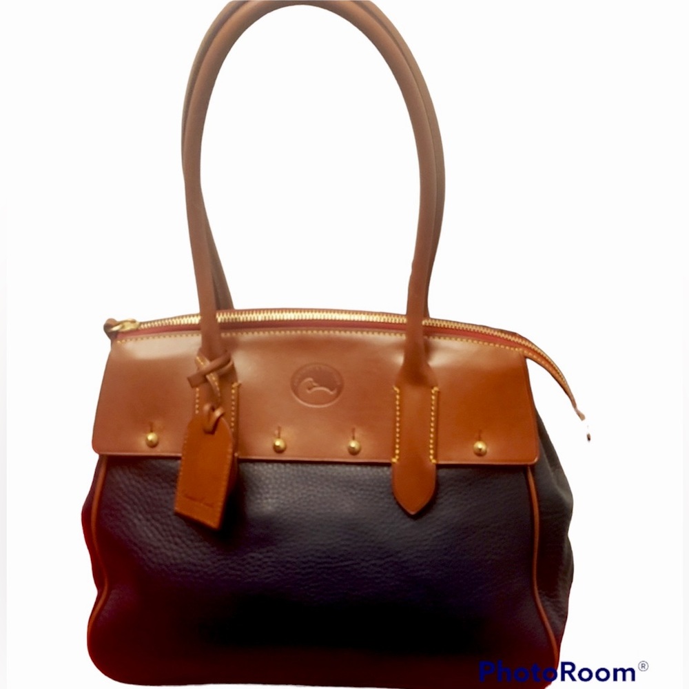 Dooney & Bourke Navy Pebble Leather Zip Top Wilson EUC